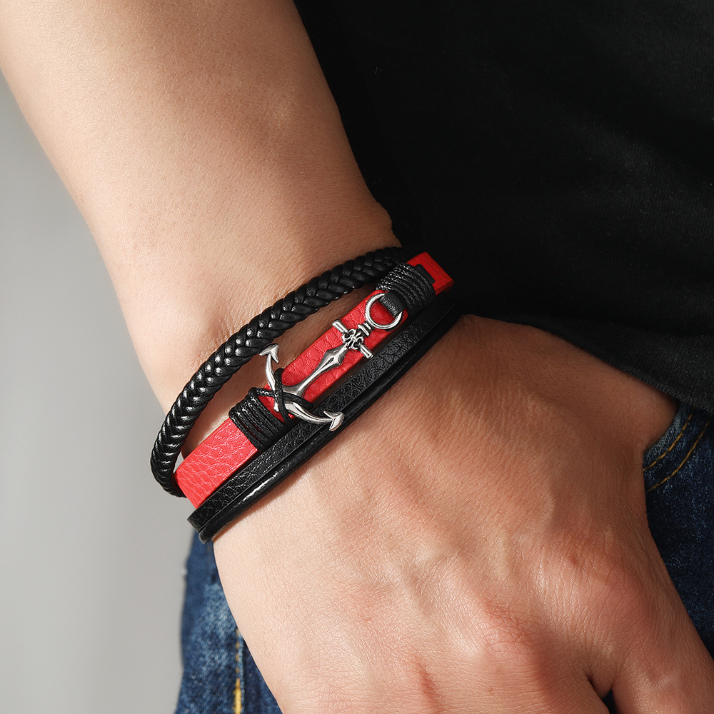 Men's Braided Leather Bracelet Waterproof Hypoallergenic Design_voghion.com