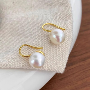 Natural Freshwater Pearl Ear Hook High Heels Earrings Extremely Light and Delicate Zhuji Daily All-match Light Luxury Nuclear-free Simple
