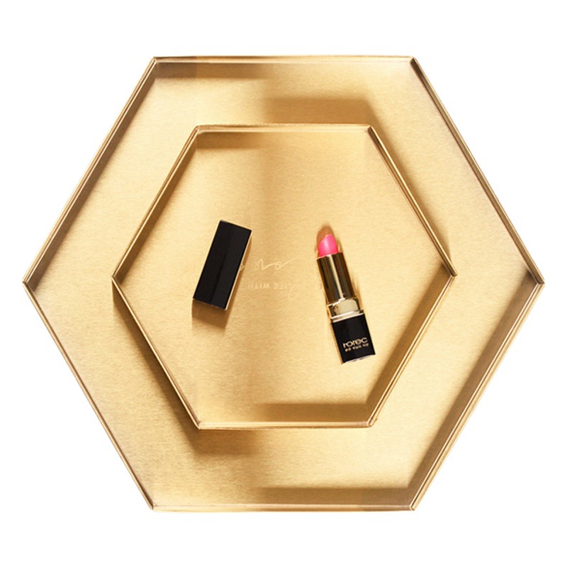 Luz de oro de lujo geométrico bandeja de almacenamiento Nórdico de acero inoxidable Placa de almacenamiento de escritorio bandeja de cosméticos bandeja de cena bandeja de té