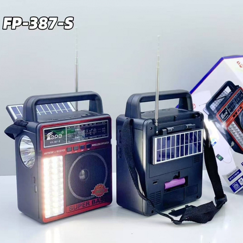 Fp-387-S African Popular Solar Bluetooth Speaker with Flashlight Outdoor Network Radio with Audio Fp-387-S African Popular Solar Bluetooth Speaker with Flashlight Outdoor Network Radio with Audio