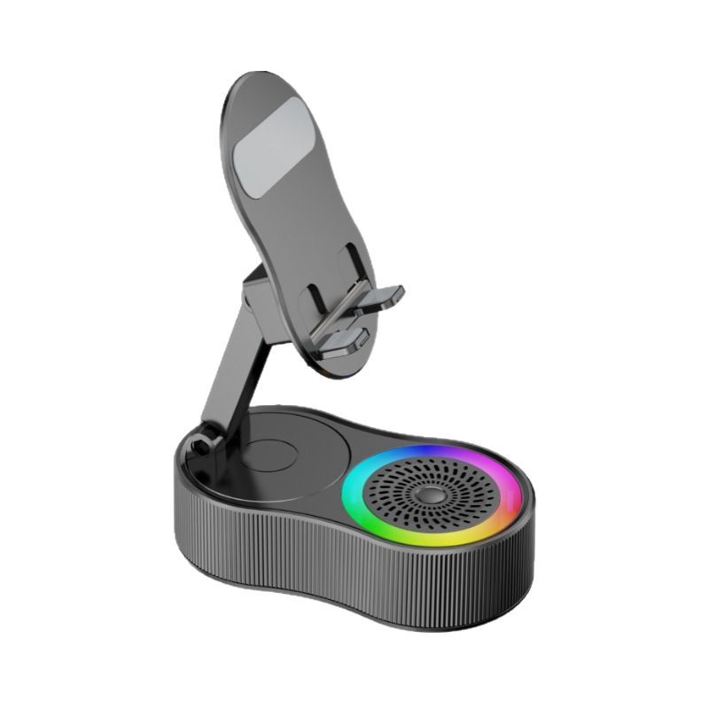 Soporte inalámbrico mejorado para teléfono móvil con altavoz Bluetooth para transmisión en vivo, recargable, tres en uno, multifuncional, para escritorio.