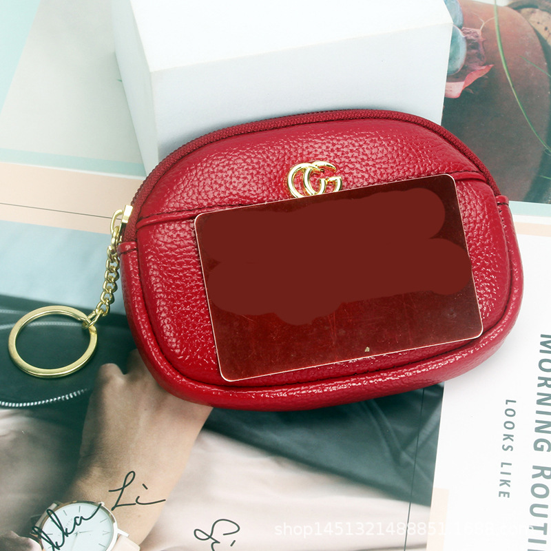 En stock al por mayor nuevo fresco dulce belleza monedero color sólido pu cuero Litchi patrón cartera de las mujeres pequeño bolso de la tarjeta de las mujeres