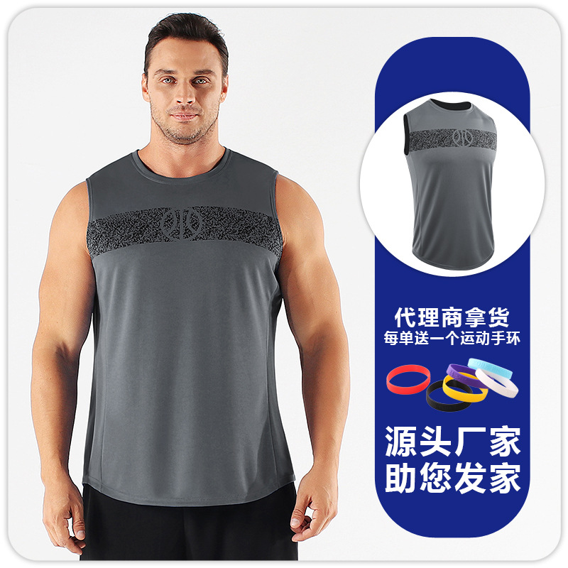 B5159 chaleco deportivo de hombre seco rápido sin mangas chaleco de hombro baloncesto correr maratón ciclismo camisa de ejercicio