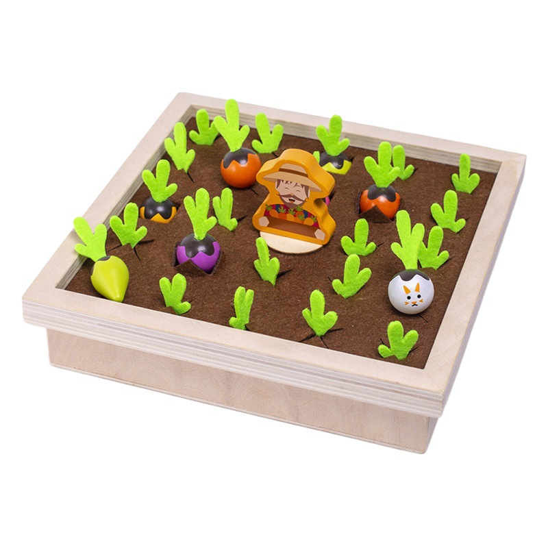 Bebé educación temprana Ilustración divertido bug catching juego simulación de madera zanahoria para niños pesca magnética rábano tirando juguete