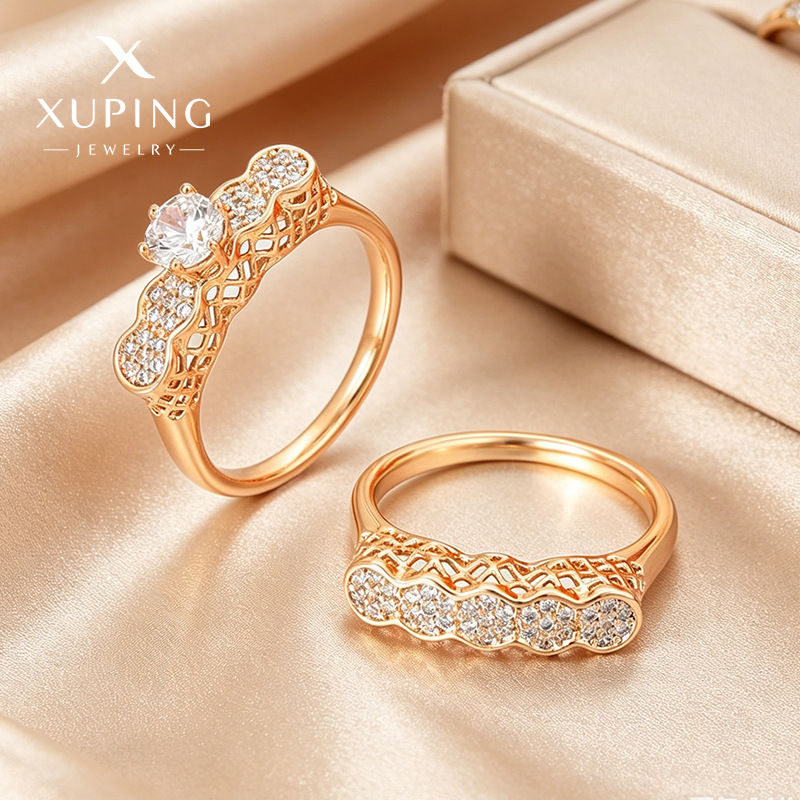 Xuping nicho diseño de pareja retro anillo de aleación de cobre transfronteriza europea y americana incrustado anillo de temperamento de gemas artificiales