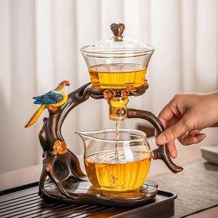 Glass Automatic Tea Set Set for Home Full Set of Lazy Tea Making Artifact Office High-End Magnetic Tea Pot and Tea Cup