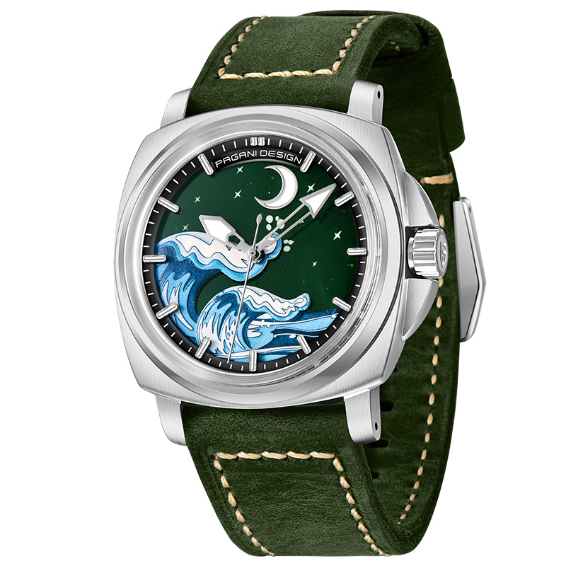 Reloj mecánico PAGANI hombre totalmente automático de luz nocturna moda personalidad impermeable reloj de cuero para hombres YS014