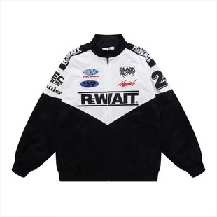 American Style High Street Baseball Suit Jacket for Men and Women Hong Kong Style Loose Stitching Color Contrast Embroidered Jacket for Teenagers