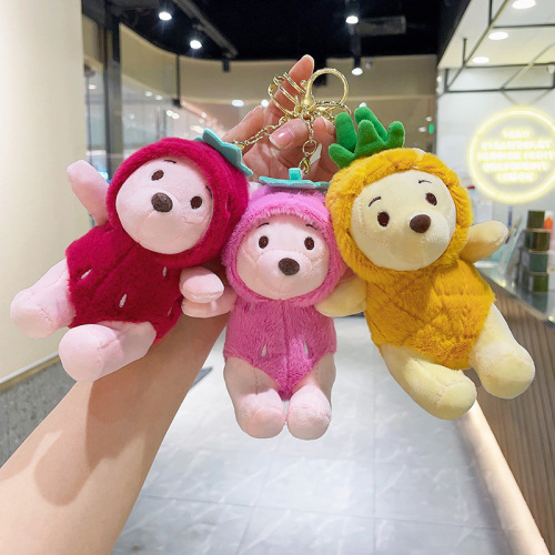 New pineapple bear doll plush pendant grabber doll wholesale street stall doll keychain plush toy