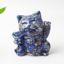 跨境热销款水晶碎石树脂滴胶招财猫家居办公桌面摆件饰品家居装饰