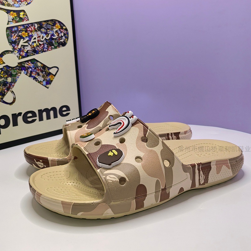 Croos moda camuflaje slippery holes beep holes parejas anti-deslizante sandy sandy casual zapatillas de playa un pedazo image 3
