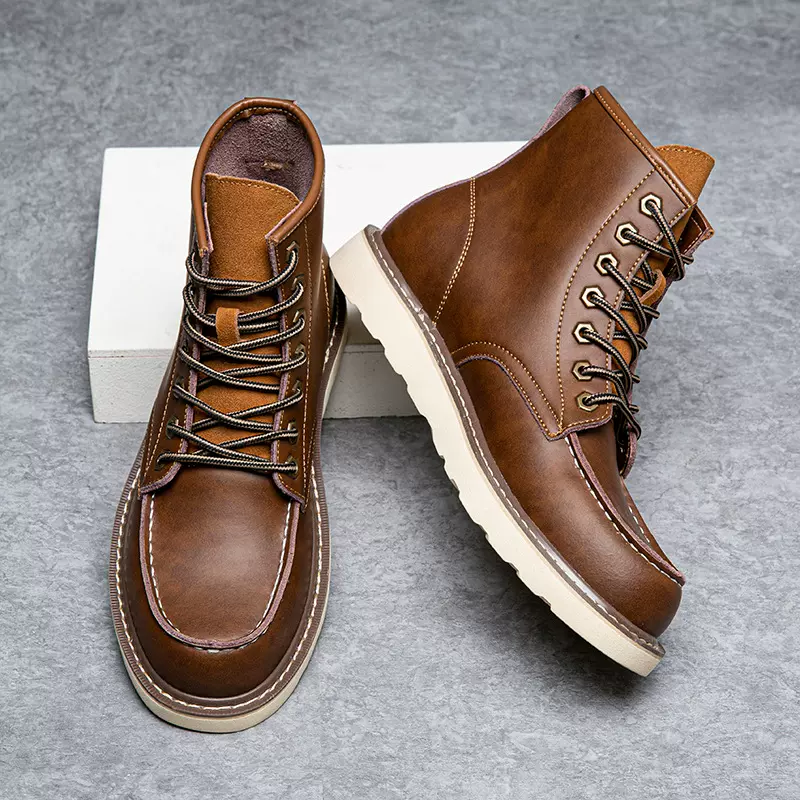 特大码马丁靴男鞋45高帮真皮工装鞋46英伦47中帮48工作靴20817