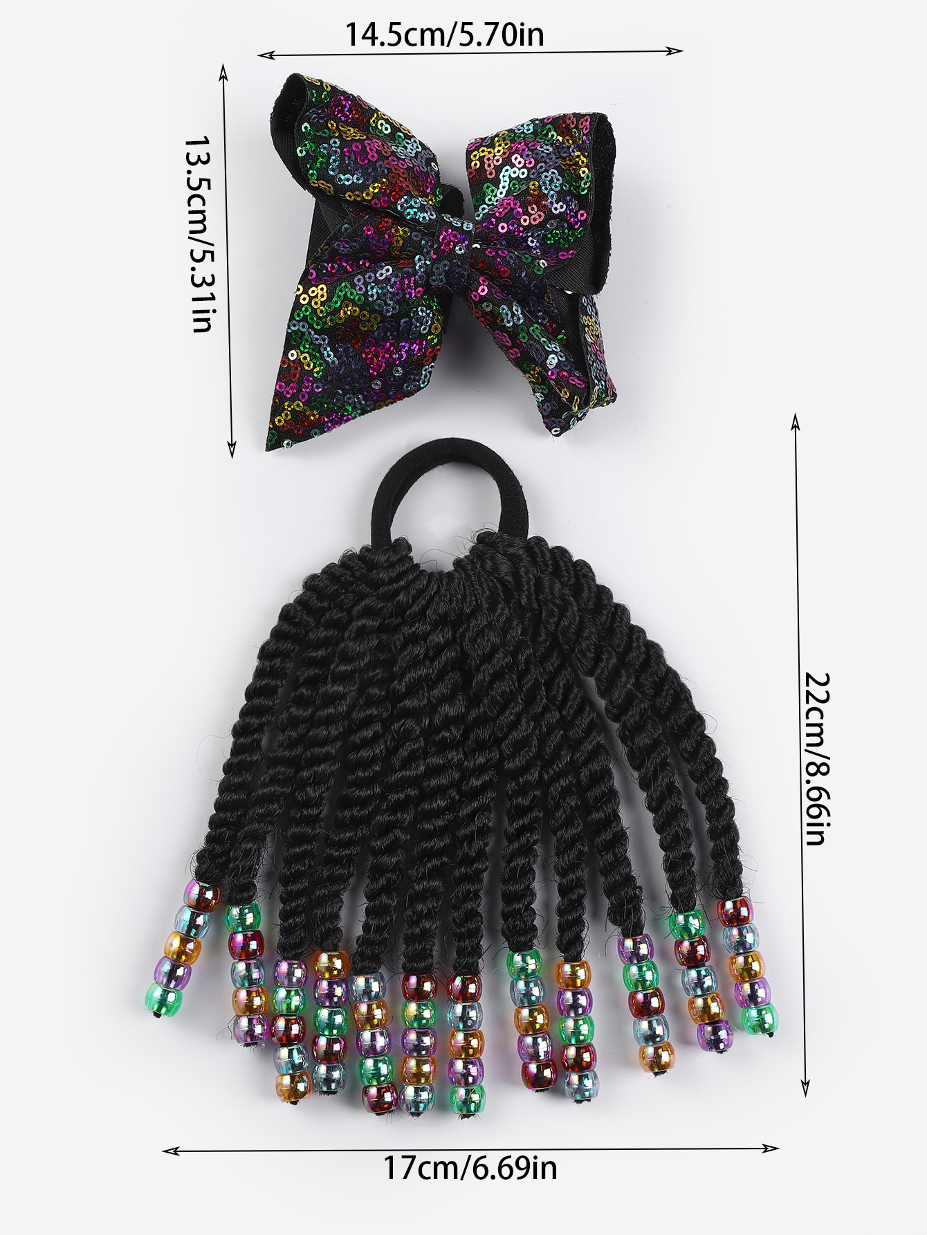 Nuevos productos Venta caliente para niños con cuentas y trenza sucia, peluca, lazo, trenza sucia, accesorios para el cabello, ponytails