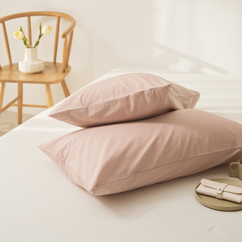 Algodón de alta calidad 60s una sola funda de almohada de algodón lavado con agua funda de almohada de algodón de color sólido funda de almohada de piel un par de 100 funda de almohada de algodón