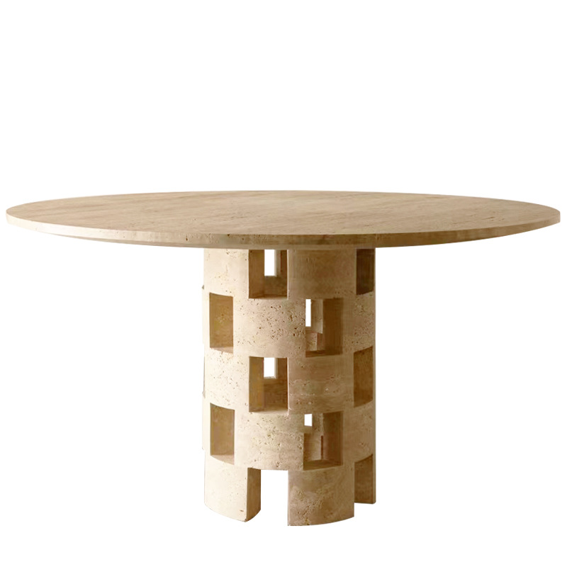 Yunfu Natural Stone Travertine Marble Dining Table Countertop Living Room Dining Table Shape Designer Model