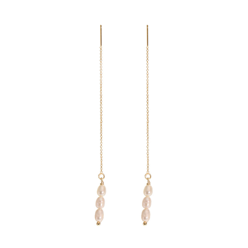 Pendientes de perlas de agua dulce naturales para mujer, ganchos largos para las orejas, pendientes de estilo retro de alta gama, nuevos pendientes al por mayor