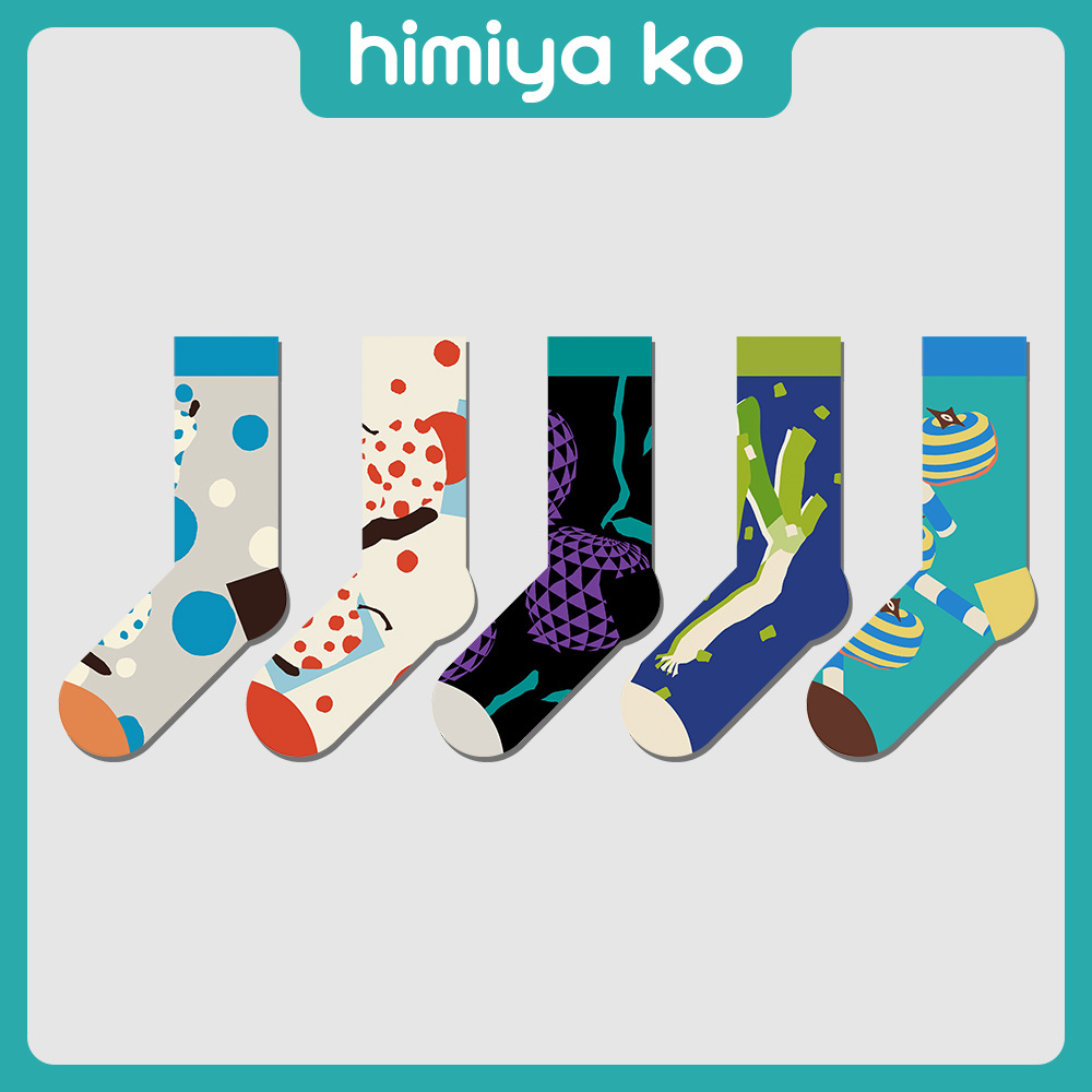 himiya ko袜子女冬季中筒袜新款樱桃可爱袜子批发原创多巴胺时尚