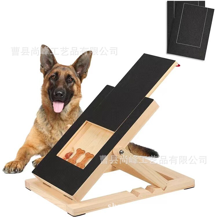 Wooden Dog Scratch Board Adjustable Height Dog Nail Repair Scratch Board Solid Wood Drawable Snack Hidden Box