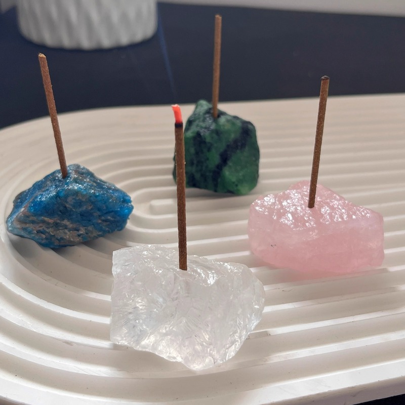 天然水晶原石香插底座摆件家居装饰品小众供佛香架线香创意礼品|undefined