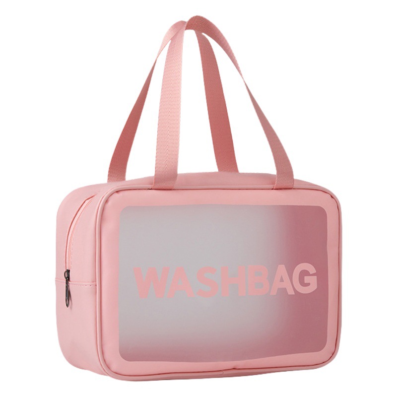 Neceser de viaje portátil de gran capacidad, bolsa de almacenamiento de cosméticos de PU impermeable, visible y elegante.