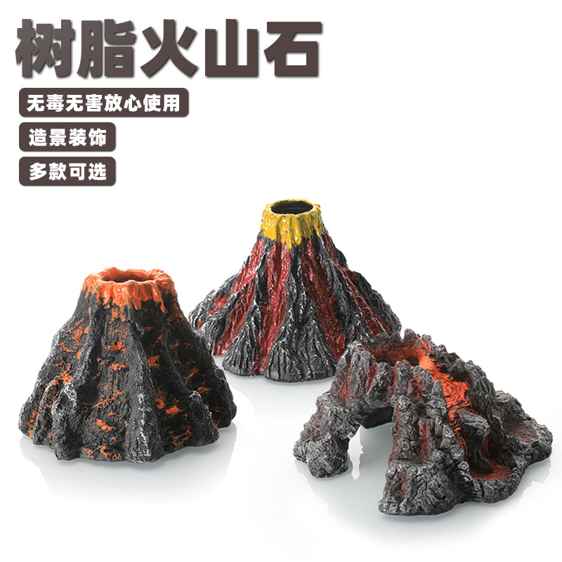 Escenografía de peceras transfronterizas resina acuario volcánico simulación aireación paisaje bomba de aire artesanía en el hogar fábrica de decoración