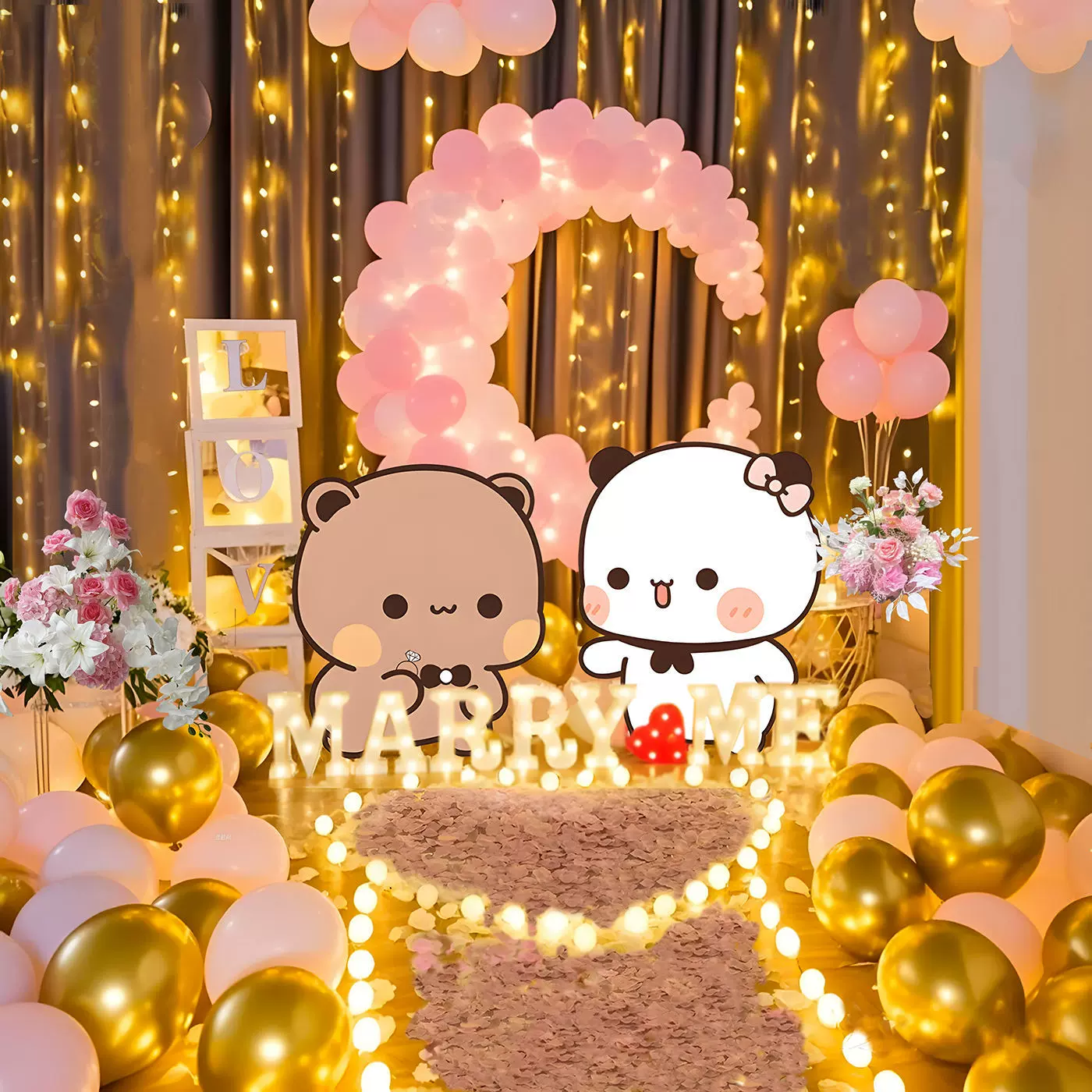 一二布布室内求婚套餐布置网红高级气球表白场景装饰定制简约kt板