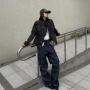 美式宽松斜领男女夹克