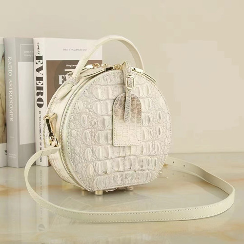 Crocodile skin Himalayan women's bag round cake bag 24 new large capacity messenger bag summer shoulder portable organ bag