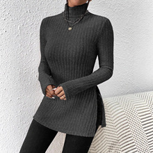 跨境爆款女装中长款秋冬连体裙现货秋冬休闲彩棉抓毛高领上衣批发