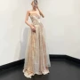 拼接丝绒网纱礼服连衣裙