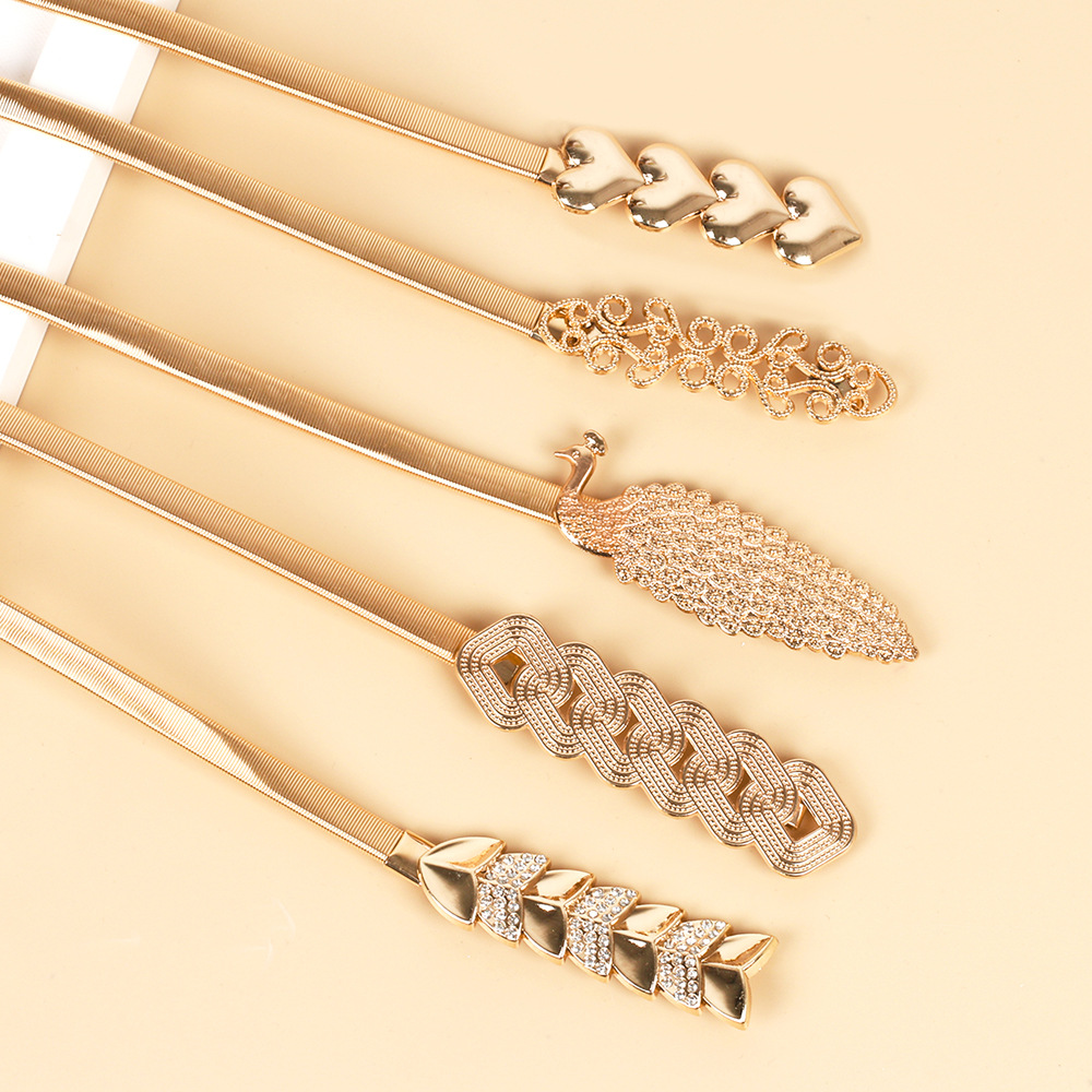 Modischer Metallgürtel, elastische und elastische Schleife für Damen, vielseitige dekorative Taillenkette, europäischer und amerikanischer Schmuck, Körperkette, Valentinstagsgeschenk_voghion.com