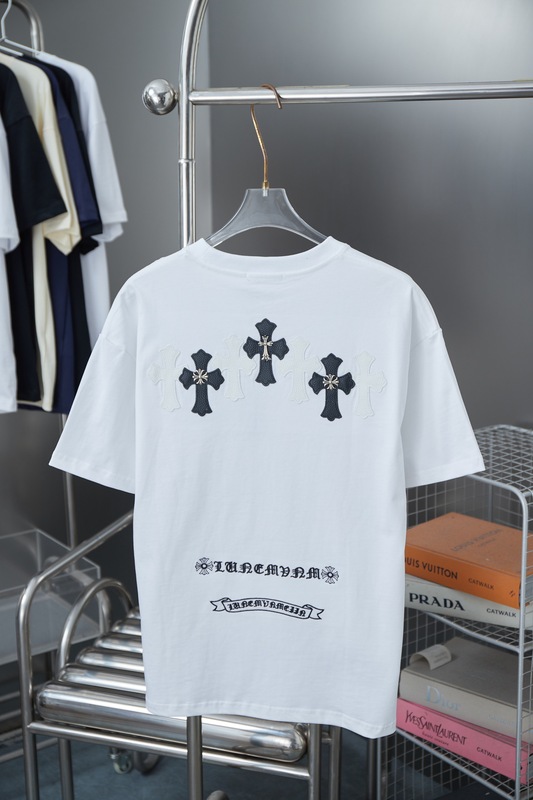 欧米クロスボーダーCHクロ春夏新作衝突色革ラベルクロ半袖tシャツ男女モデル|undefined