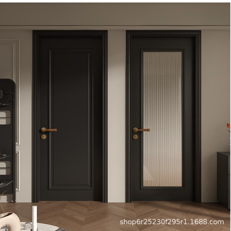Movan blanco francés de alta gama pintado puerta del dormitorio conjunto completo de puertas de habitación domésticas interiores conjunto completo de puertas de habitación crema al por mayor image 3