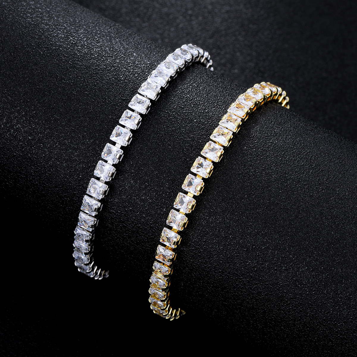 Men's Moissanite Tennis Chain Bracelet Titanium Steel Jewelry_voghion.com