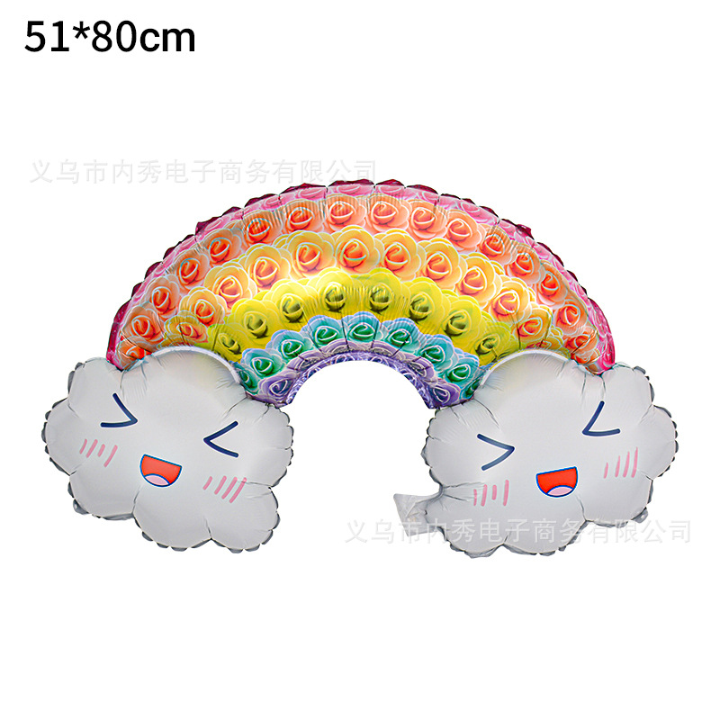 Globo de nube sonriente globo de luna de sol de dibujos animados arco iris decoración de cumpleaños modelo cara sonriente rubor globo de nube blanca