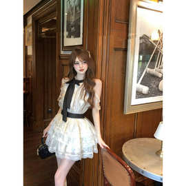 天鹅之梦 12大裙摆复古盛宴连衣裙甜美系带蕾丝娃娃裙女