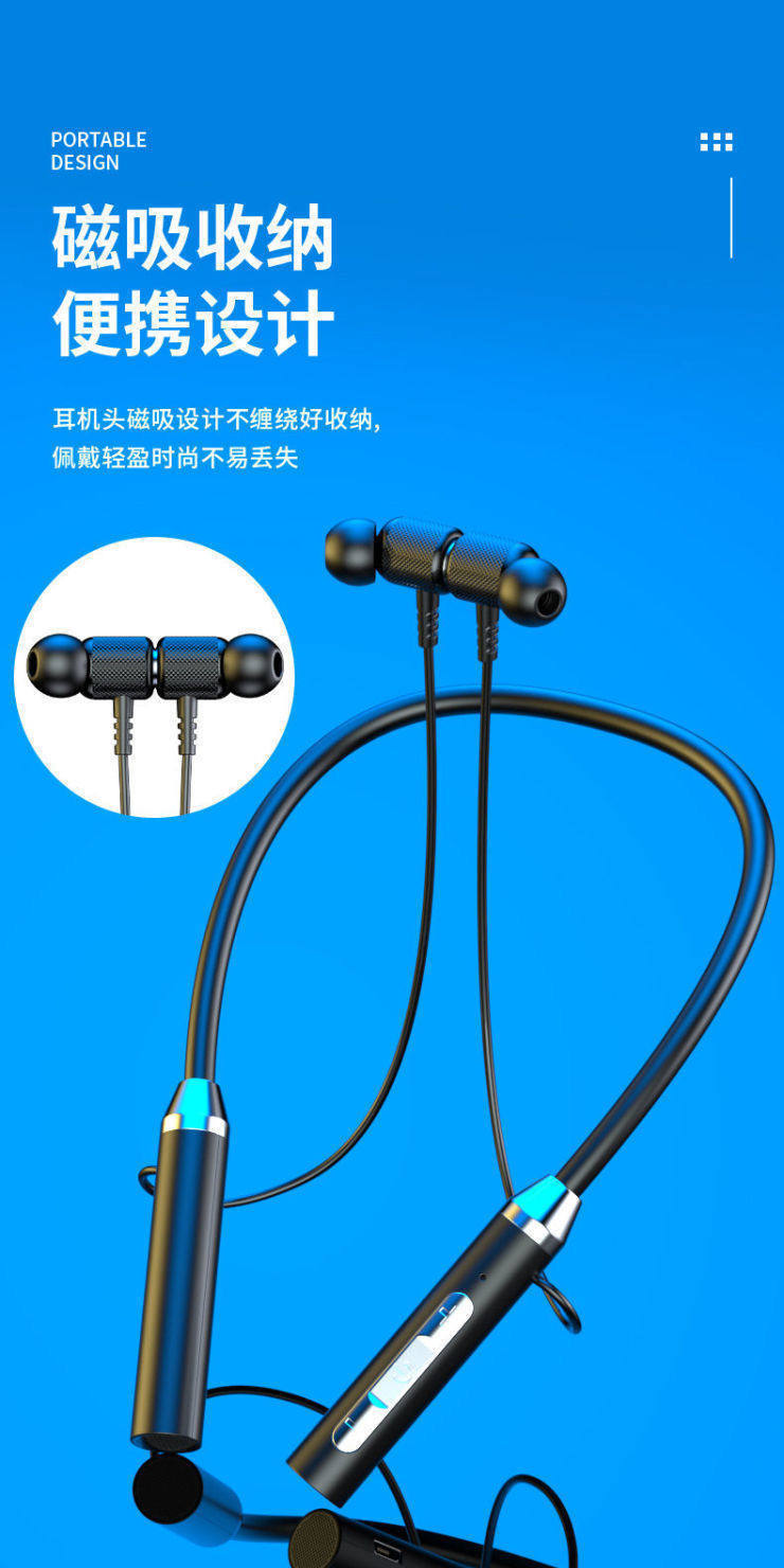 German Berlin Sound 2026 New Bluetooth Headphones for Running and Sports, Neckband In-Ear Style with Heavy Bass for Gaming
