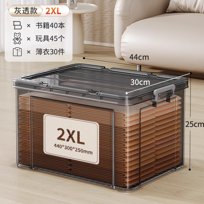 Caja de almacenamiento transparente caja de almacenamiento de plástico doméstico armario ropa juguetes de gran capacidad snack acabado caja de almacenamiento de edredón