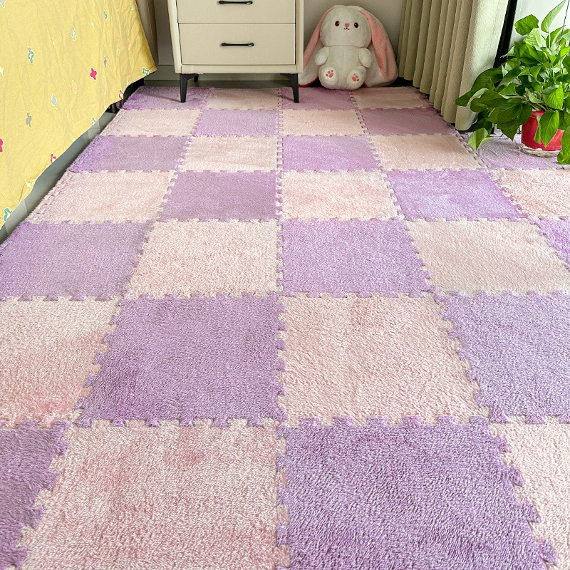 Плюшевый коврик-пазл, 30×30 / 60×60 см, пенополиуретановое основание, противоскользящий, без запаха