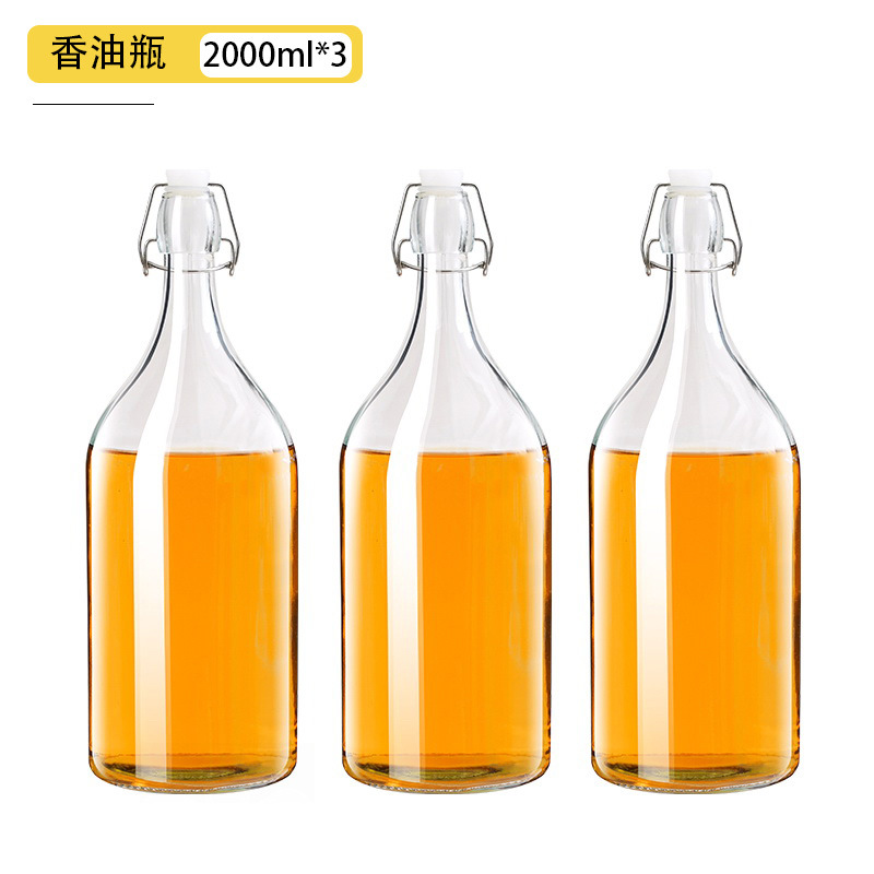 Botella sellada de vidrio de grado alimenticio, hebilla, tapa, aceite de sésamo, botella vacía, olla de aceite de cocina de gran capacidad, botella de bebida condimentada