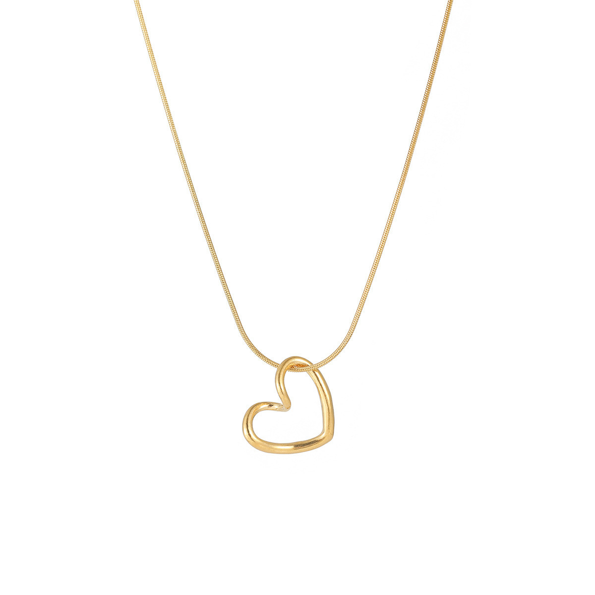 Daily Occasion Titanium Steel Material Simple Style Heart Shape Titanium Steel Plating Hollow Out Pendant Necklace 1 Piece
