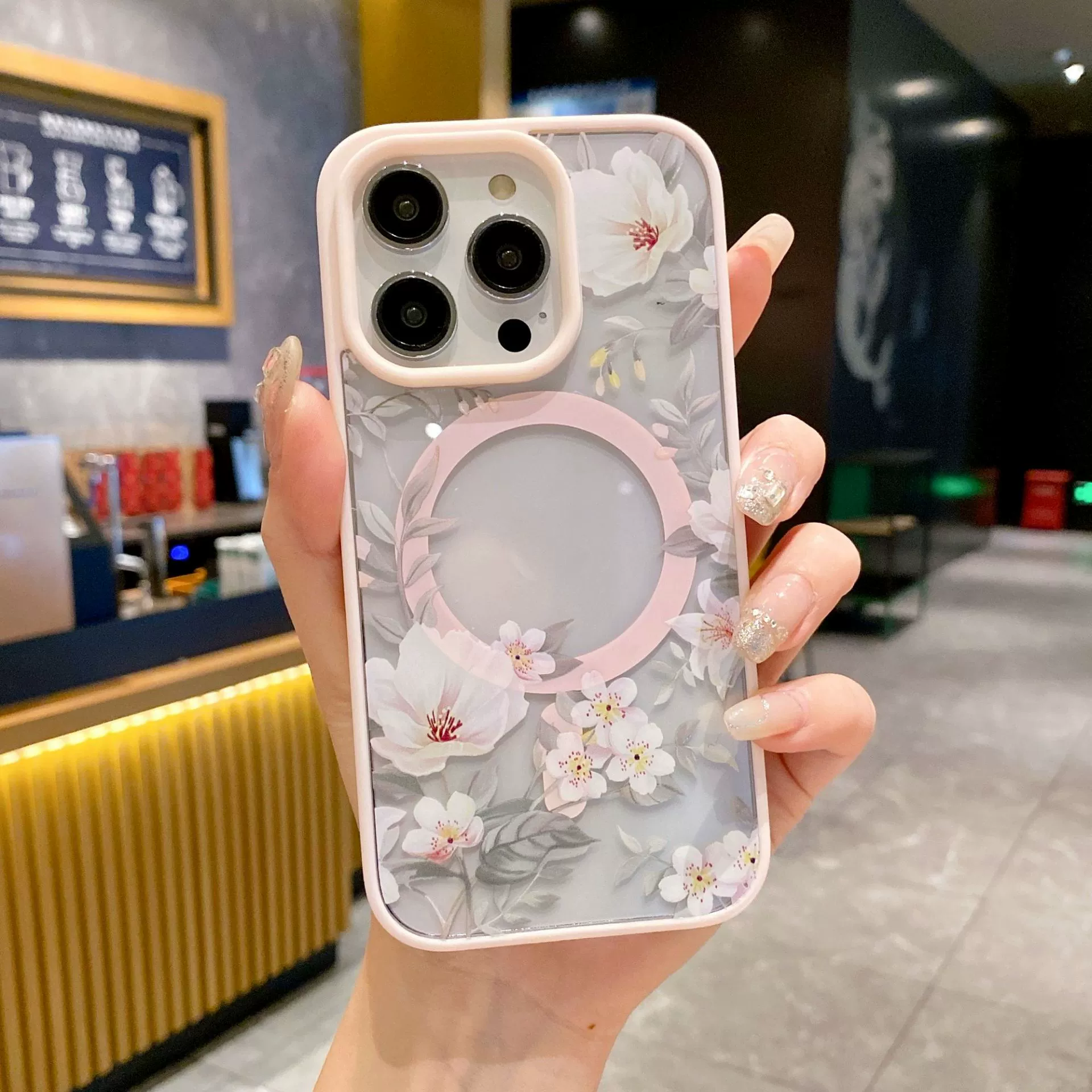 (Переходная торговля), яблоко, акриловый чехол для телефона, iPhone15 Pro, цветочный, 2 в 1