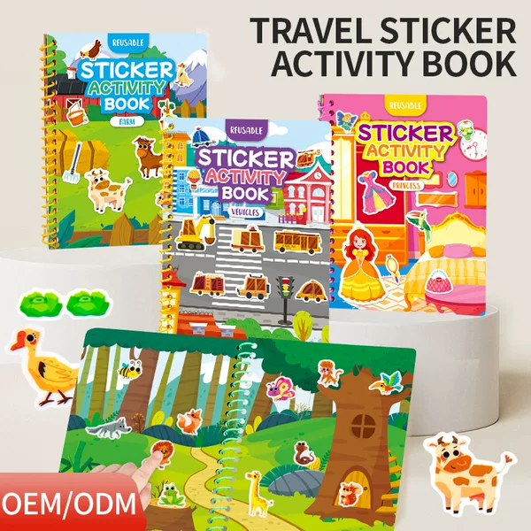 Cross-Border In-Stock Jelly Sticker Book Quiet Book Children's Stickers Multi-Scene DIY Educational Early Learning Focus Toys