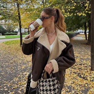 European and American-style Women's French Fur One-piece Multi-zipper All-match Long Long-sleeved Jacket