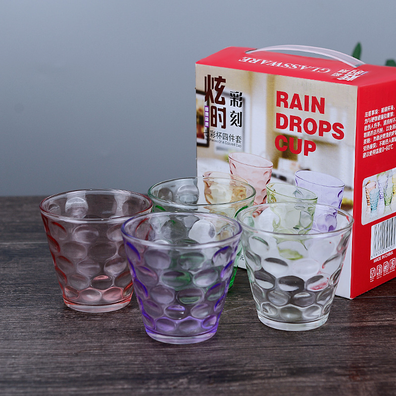 Venta al por mayor productos de Vidrio colorido gota de lluvia taza conjunto regalo del hogar actividad taza de té reunión de negocios taza de vidrio