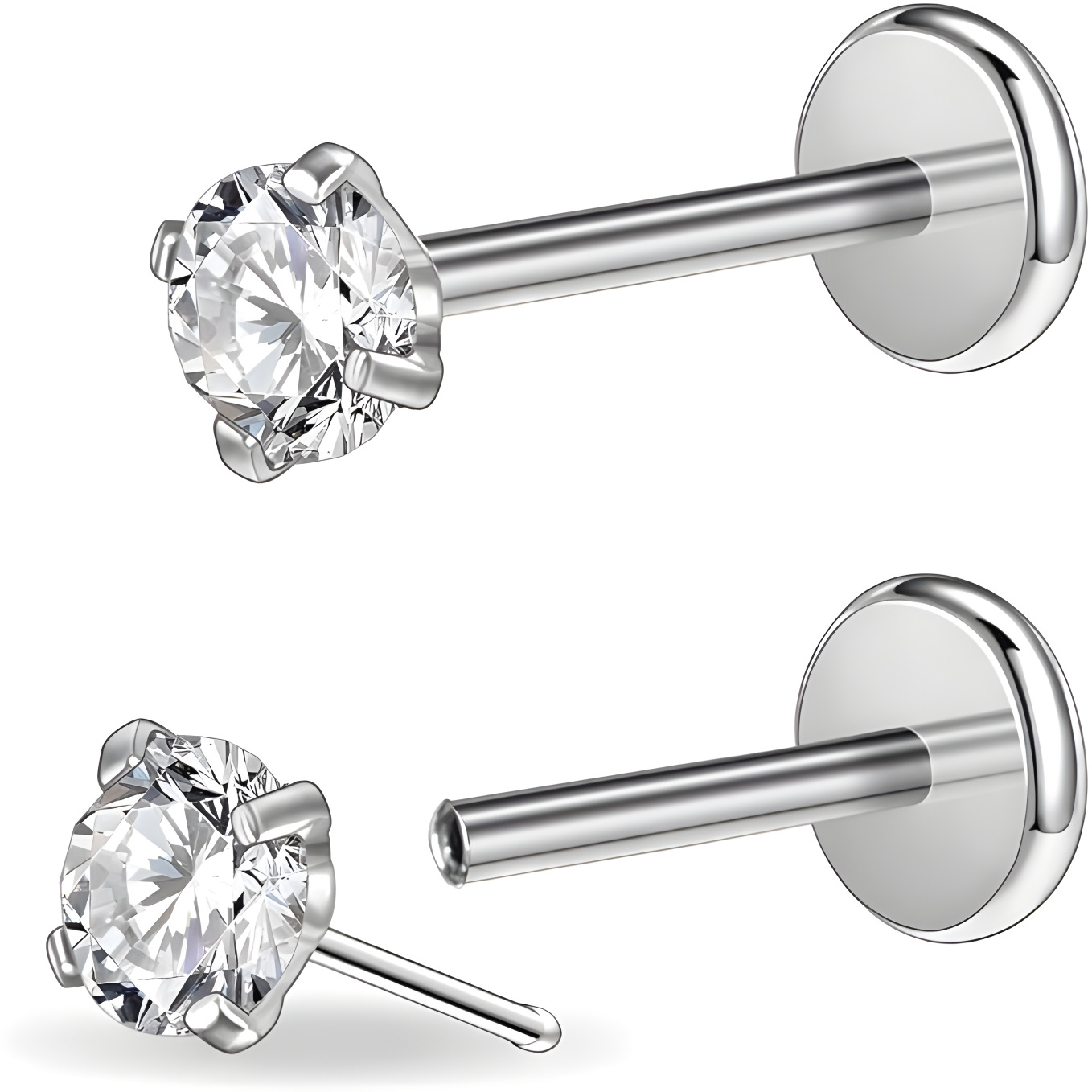 Titanium push-pin neuspiercing met zirkonia en chirurgisch staal_voghion.com