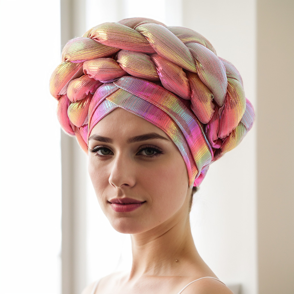 Pălărie musulmană, eșarfă pentru cap, pălărie magică musulmană, pălărie pentru femei cu frunte încrucișată, împletitură dublă_voghion.com