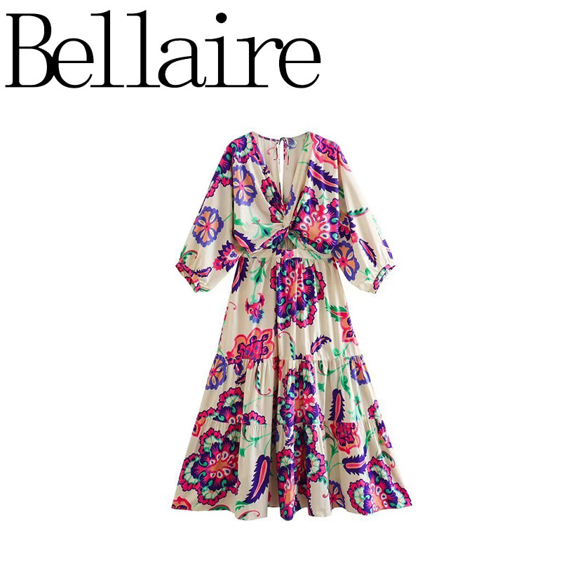 Za Foreign Trade Wholesale European and American Style French Women's Fashion Versatile Elegant Casual Simple Printed Poplin Dress Za Foreign Trade Wholesale European and American Style French Women's Fashion Versatile Elegant Casual Simple Printed Poplin Dress