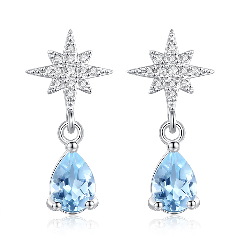 Pendientes de tesoro de color natural Pendientes de plata esterlina s925 mujeres dulces, frescas y frías, personalidad de cristal, borlas, estilo caliente
