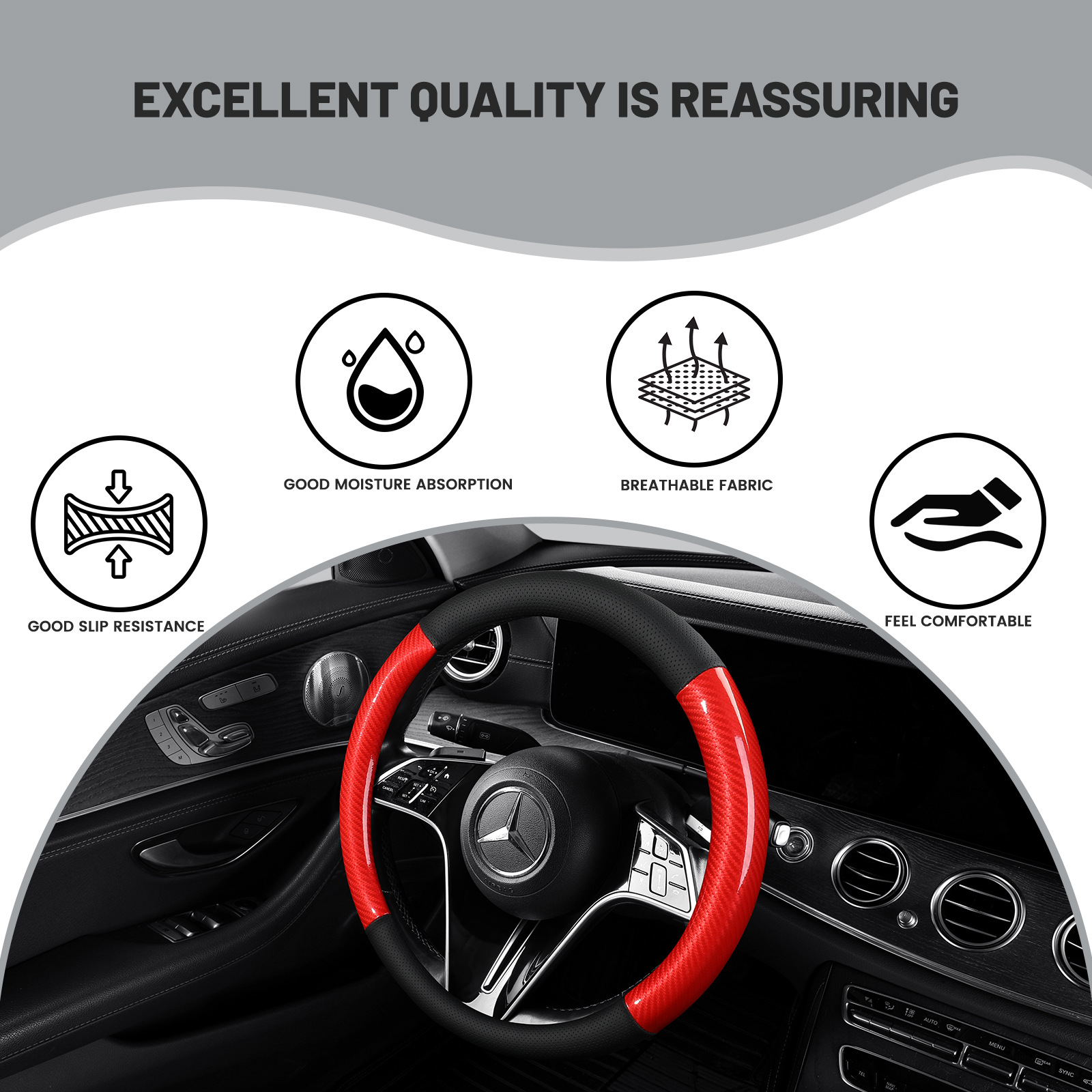 High Quality Car Steering Wheel Cover Leather Perforated Carbon Fiber Car Handlebar Cover Protective Cover Amazon Four Seasons Car Products